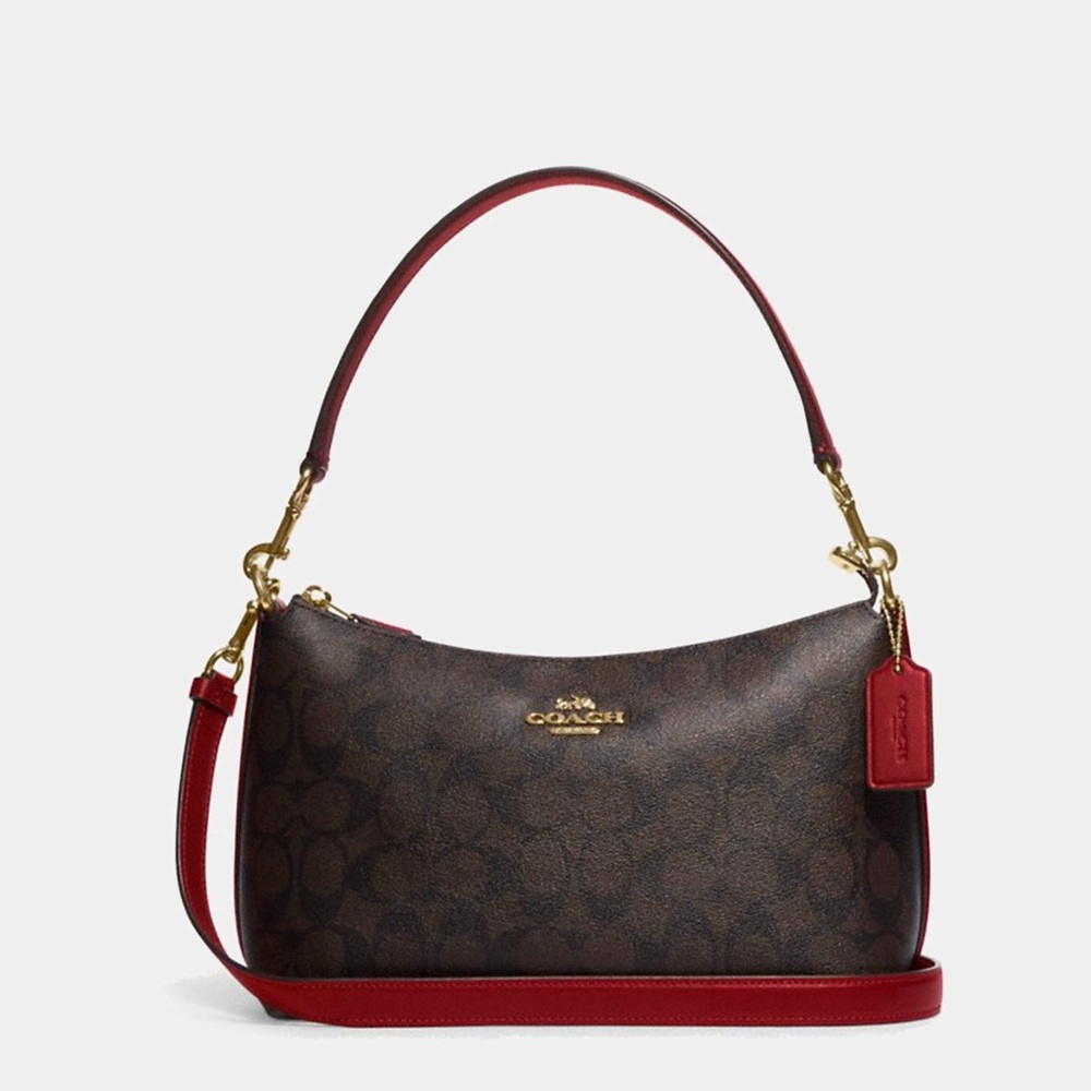 Coach Clara Brown Red Shoulder Bag